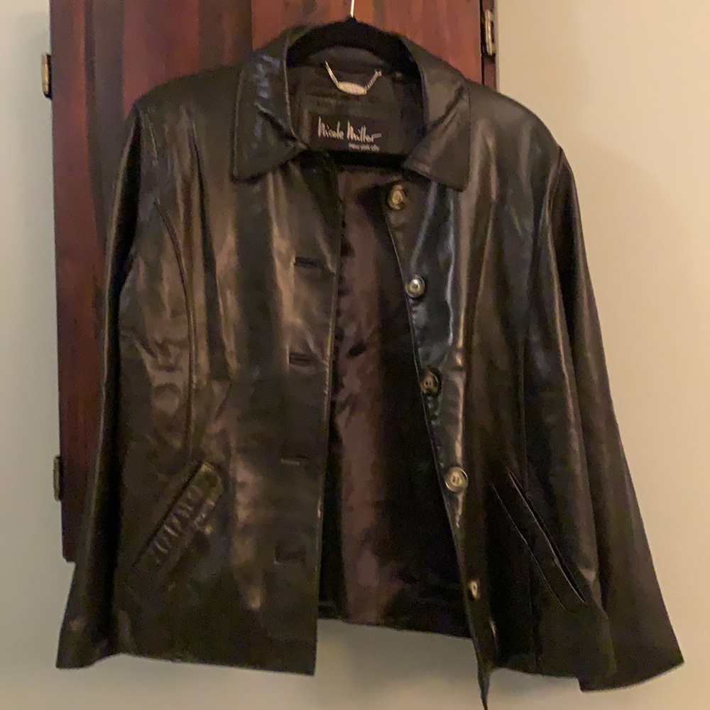 Nicole Miller Leather Coat
